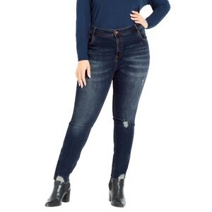 EVANS 14W-32W High Rise Ripped Stretch Skinny Jean Mid Wash BE03.5